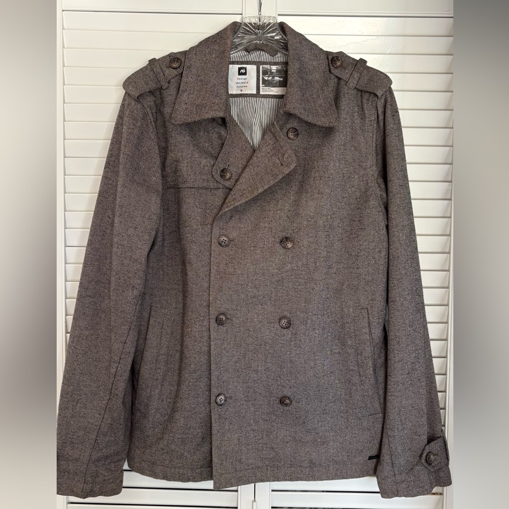 Vintage 90’s Y2K ANALOG by Burton Grey Tweed Peacoat Double Breasted Jacket M